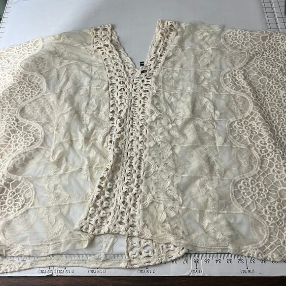 XCVI Lace Crochet Sheer Swim Cover Up Beach Women Size Large Cream Off White - Picture 11 of 12